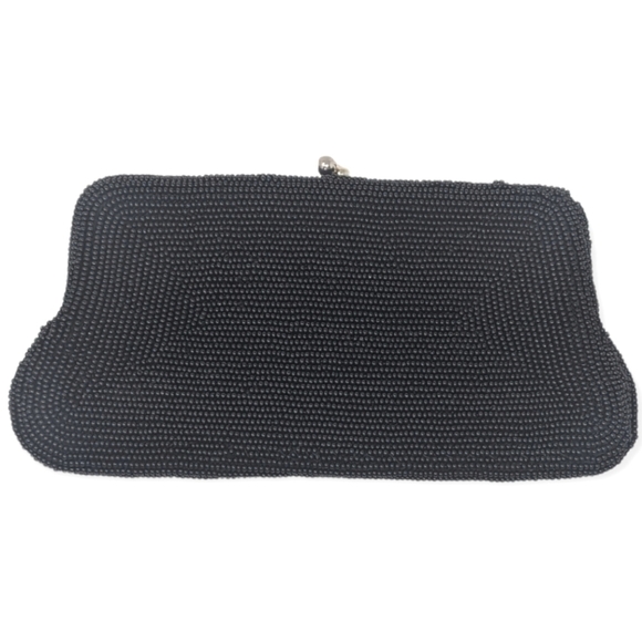 VTG 60s Silk Beaded Richere Bag by Walborg Clutch Hand Made in Japan Black - Picture 3 of 13